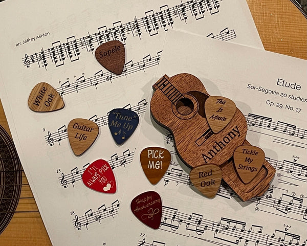 2 Personalized Wood Guitar Picks