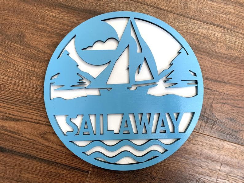 Wall Art, Nautical sign, Housewarming gift, New Home gift, 11.5" Round, Natural Wood (No Stain), Valantines Day, Father's Day, Mother's Day