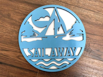 Wall Art, Nautical sign, Housewarming gift, New Home gift, 11.5" Round, Natural Wood (No Stain), Valantines Day, Father's Day, Mother's Day