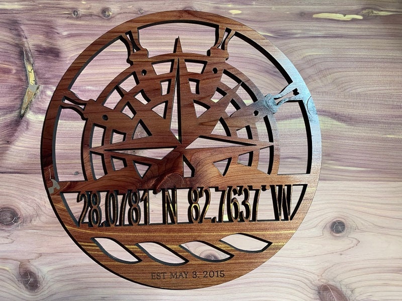 Wall Art, Nautical sign, Housewarming gift, New Home gift, 11.5" Round, Natural Wood (No Stain), Valantines Day, Father's Day, Mother's Day