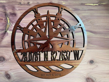 Wall Art, Nautical sign, Housewarming gift, New Home gift, 11.5" Round, Natural Wood (No Stain), Valantines Day, Father's Day, Mother's Day