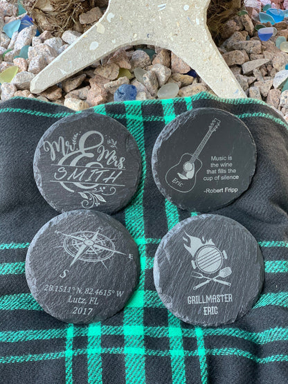 Slate Coasters, Drink Coasters, Personalized, Housewarming Gift, New Home Gift, Stocking Stuffer, Christmas Gift, Bar gift, Man cave gift