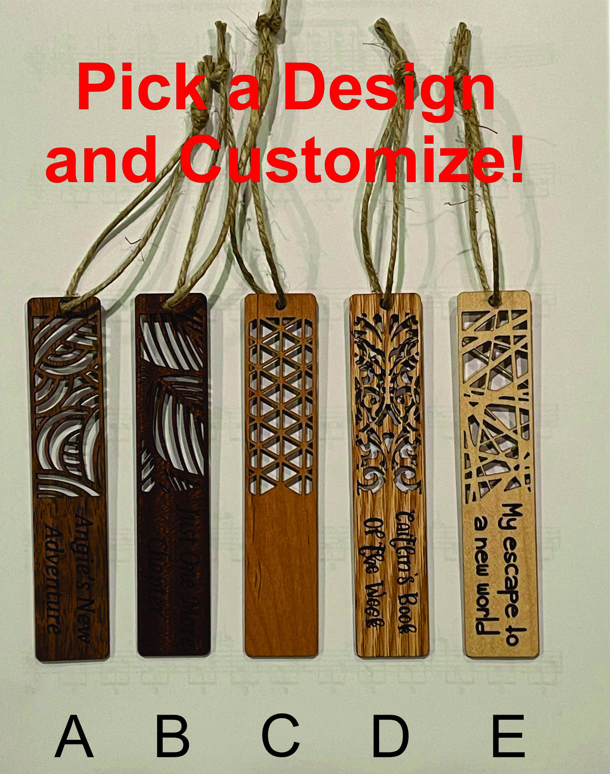Personalized Wood Bookmarks, Custom Bookmark, Choice of design all natural wood, Father's Day Gift, Mother's Day Gift, Valentines Day Gift