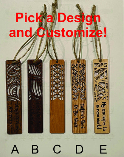 Personalized Wood Bookmarks, Custom Bookmark, Choice of design all natural wood, Father's Day Gift, Mother's Day Gift, Valentines Day Gift