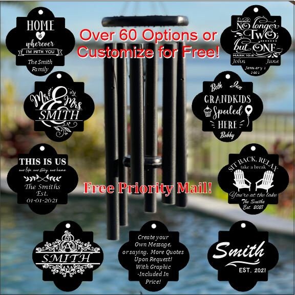 Retirement Wind Chimes, Wedding Love Wind Chimes, Beach Wind Chimes, House Warming Wind Chimes, Fully Customizable Personalized, 32"/35"
