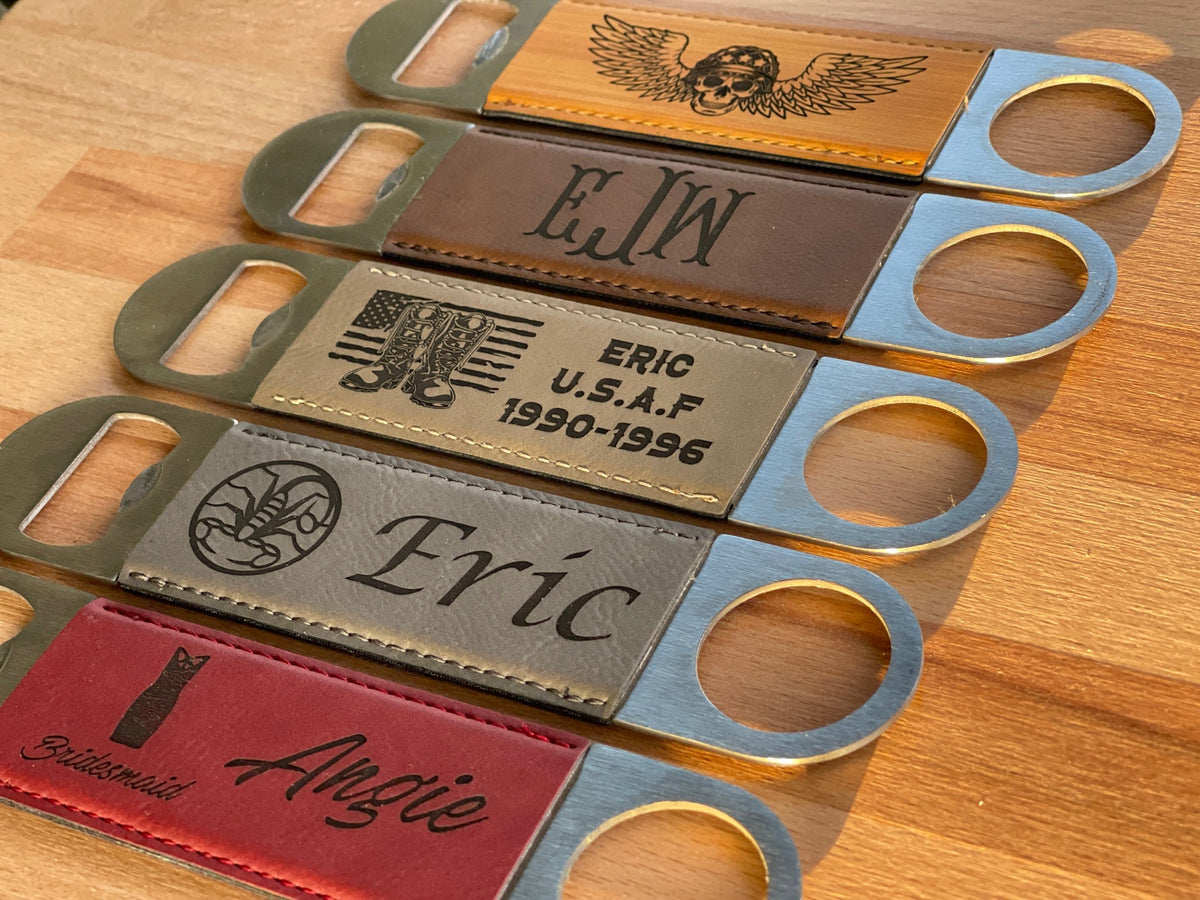 Personalized Leatherette Bottle Opener, Special gift for him, gift for her, Personalized Stocking Stuffer, Christmas gift, Chanukah Gift