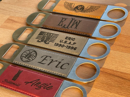 Personalized Leatherette Bottle Opener, Special gift for him, gift for her, Personalized Stocking Stuffer, Christmas gift, Chanukah Gift