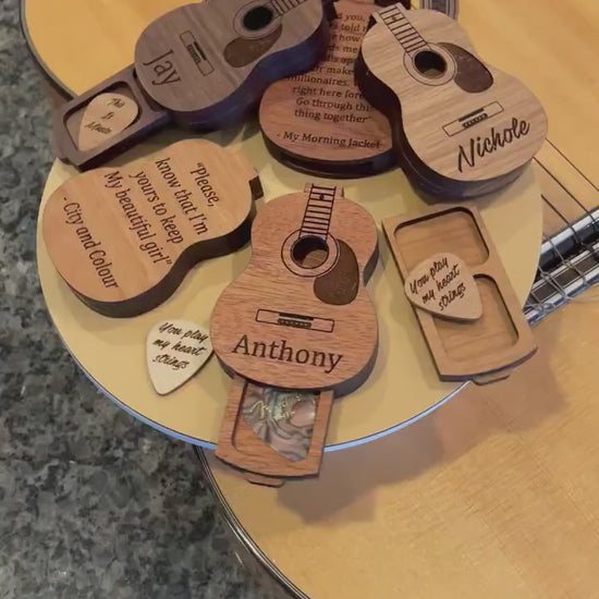Personalized Guitar Pick Holder, Guitar Pick Case, Guitar Accessory, Free Engraving, Christmas, Stocking Stuffer, Gifts for musicians, pick