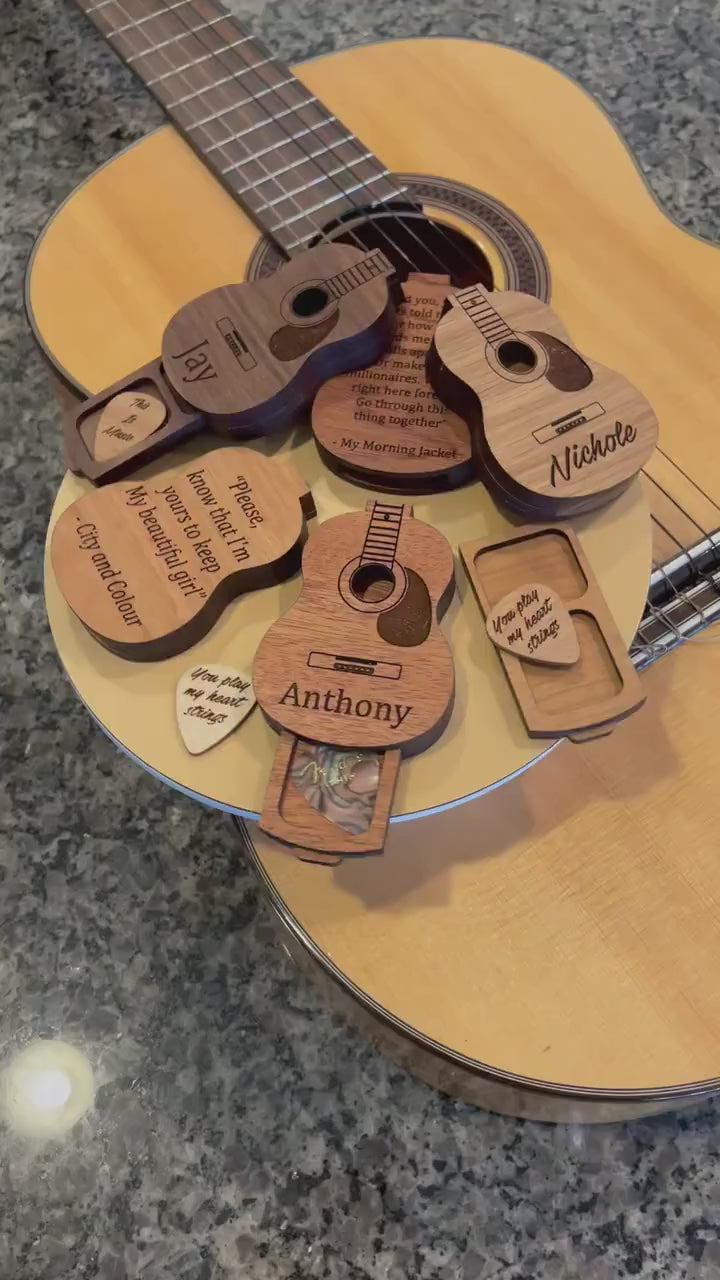 Personalized Guitar Pick Holder, Guitar Pick Case, Guitar Accessory, Free Engraving, Christmas, Stocking Stuffer, Gifts for musicians, pick