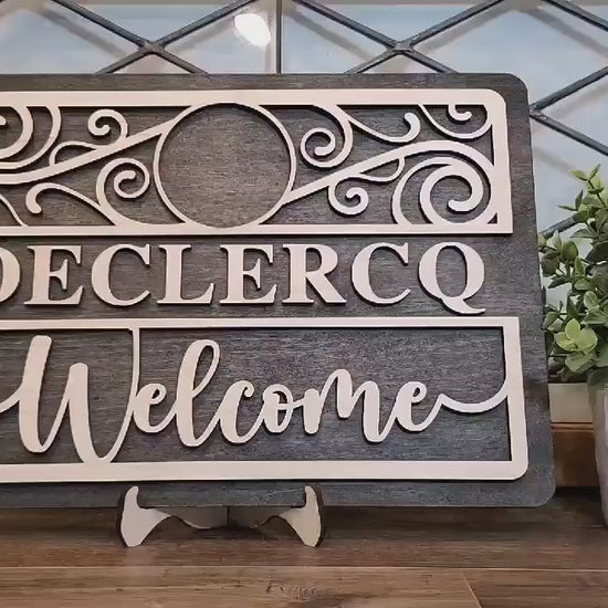 Personalized Home Wall Art 2 Layer Wood Sign - 29 Sign Choices - 120 Different Changeable Icon Choices  - Natural Wood No Stain!