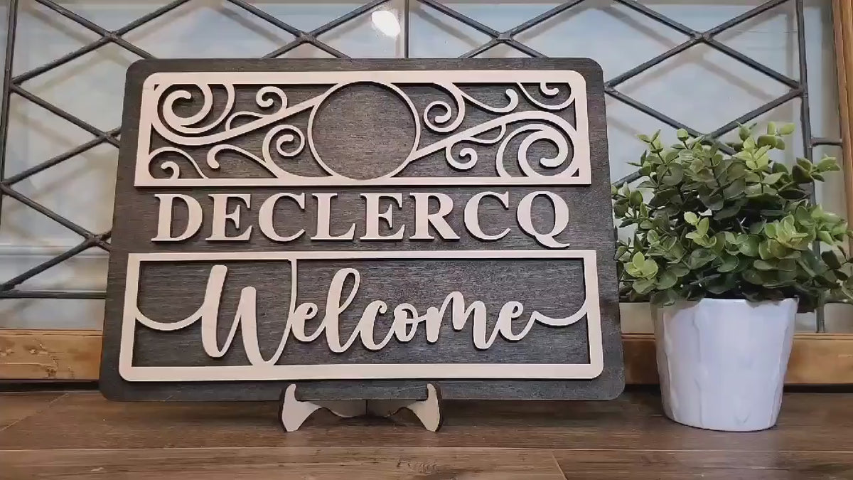 Personalized Home Wall Art 2 Layer Wood Sign - 29 Sign Choices - 120 Different Changeable Icon Choices  - Natural Wood No Stain!