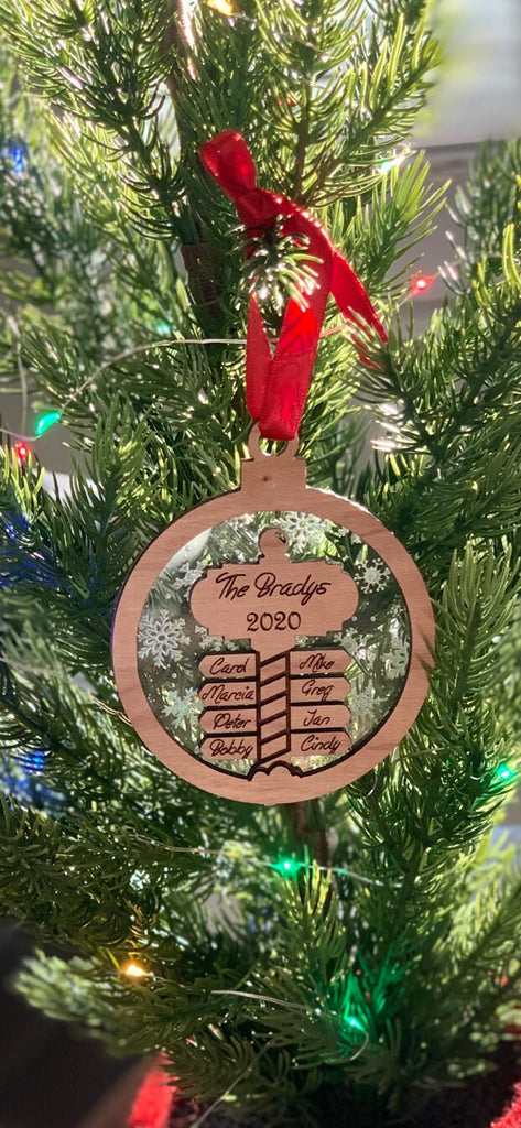 Handmade  North Pole Ornament  in Oak, Cedar or Walnut and Personalized With Family Names **Orders over 35.00 ships for free!**