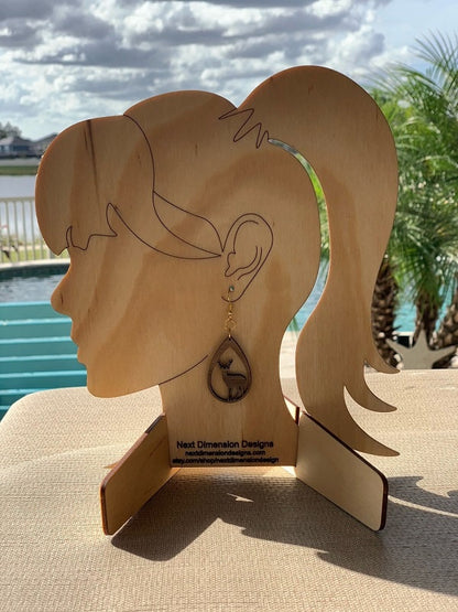 Handmade Earrings, Wood Earrings, Designer Earrings, 1.5" tall, in your choice of wood, Valantines Day, Father's Day, Mother's Day