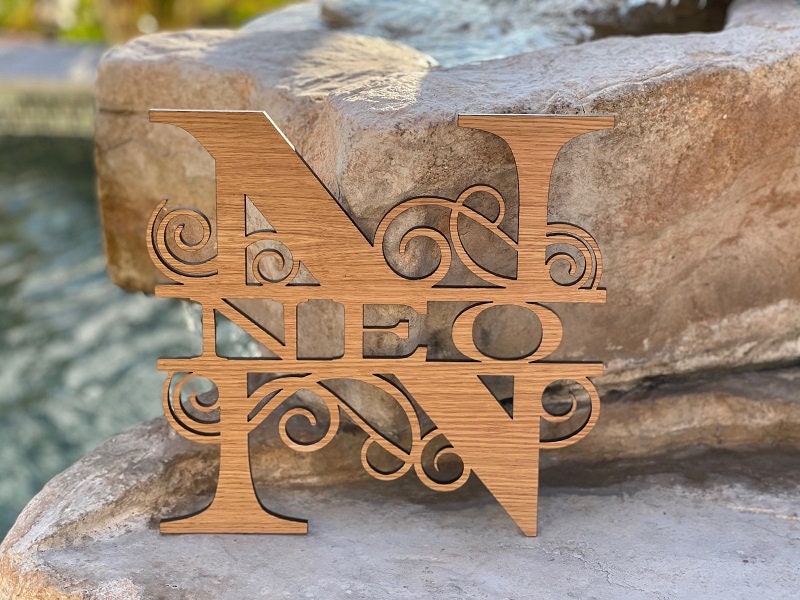 Personalized Split Monogram Wall Art Sign, Natural Wood No Stain, Monogram Sign, Family Sign, Valantines Day, Father's Day, Mother's Day