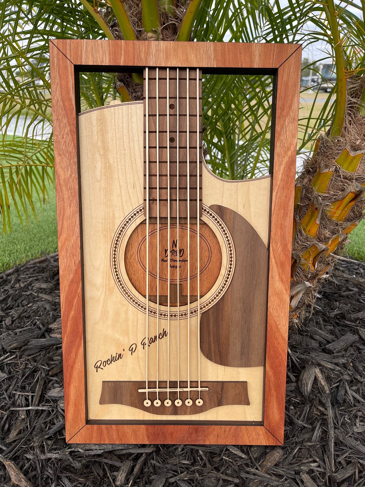 Replica Classic Guitar Wall Art - 6 layers 3 Types of Wood 3D Personalized Guitar - In 10.5 or 18.5 inches tall - Engraving Always Free!