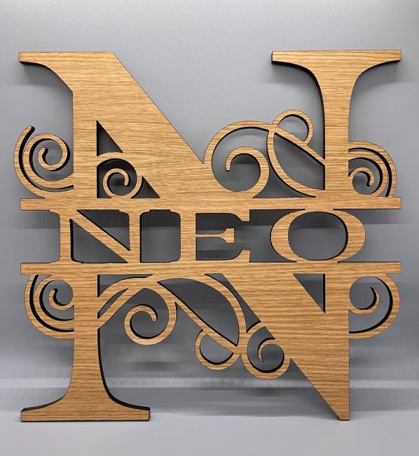 Personalized Split Monogram Wall Art Sign, Natural Wood No Stain, Monogram Sign, Family Sign, Valantines Day, Father's Day, Mother's Day