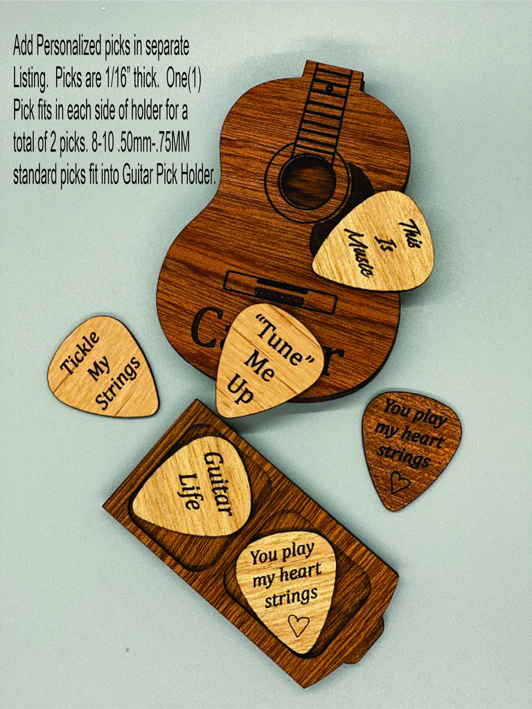 Personalized Wooden Guitar Picks with Case, Custom Guitar Pick Kit