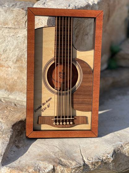 Replica Classic Guitar Wall Art - 6 layers 3 Types of Wood 3D Personalized Guitar - In 10.5 or 18.5 inches tall - Engraving Always Free!