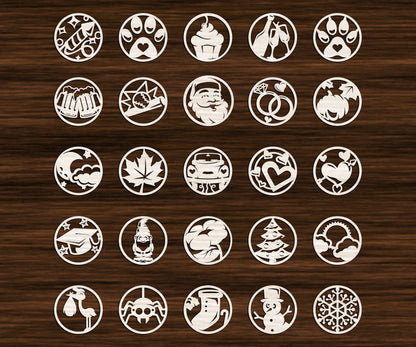 Personalized Home Wall Art 2, 2 Layer Wood Sign, 19 Custom Sign Choices, 120 Round Icon Choices - Natural Wood - Not Stained!