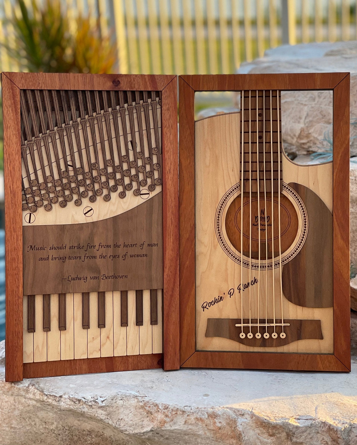 Replica Grand Piano Wall Art - 6 layers (Walnut, Maple, Mahogany) 3D Personalized Piano - In 10.5 or 17.5 inches tall - Engraving Free!