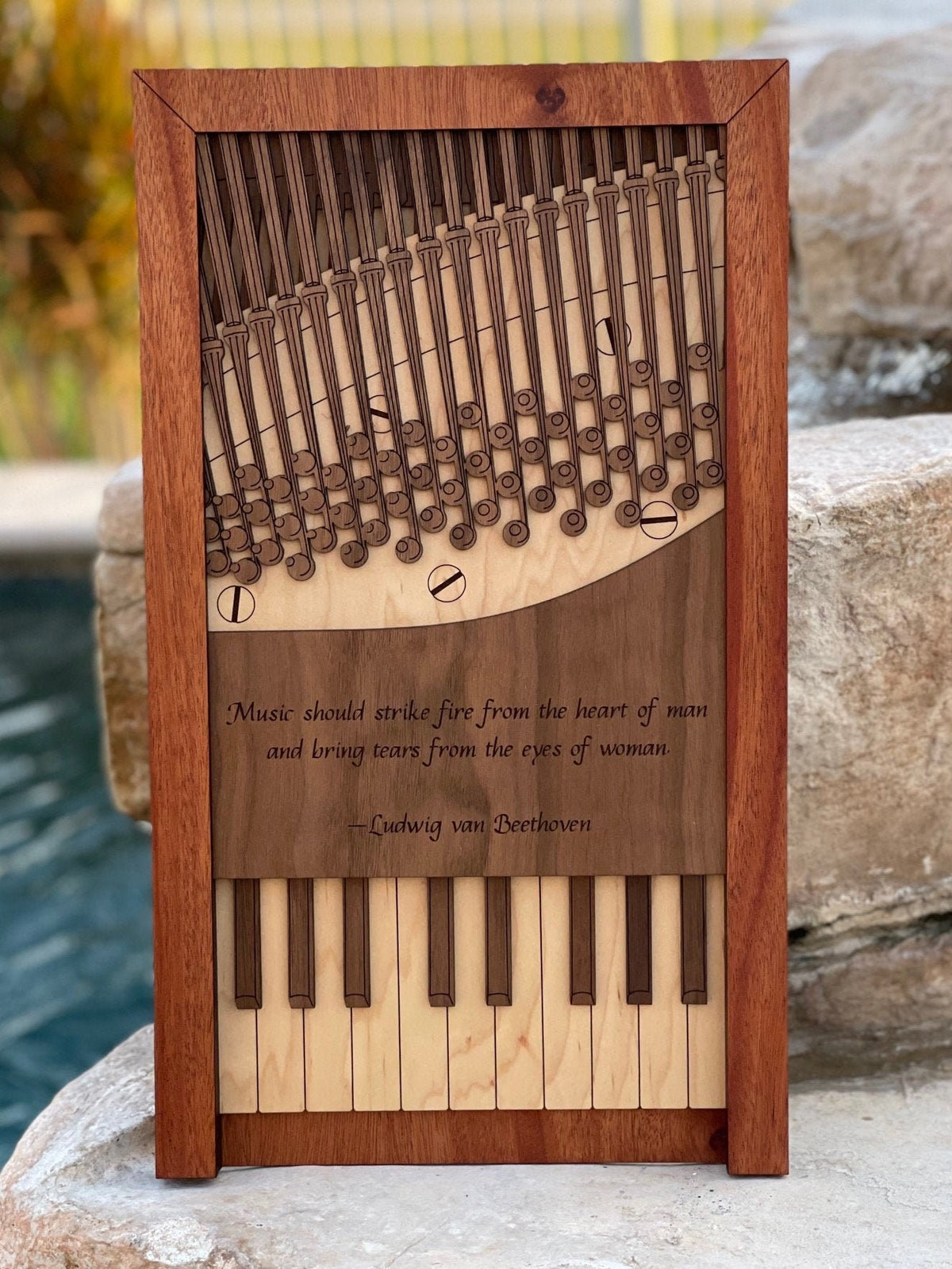 Replica Grand Piano Wall Art - 6 layers (Walnut, Maple, Mahogany) 3D Personalized Piano - In 10.5 or 17.5 inches tall - Engraving Free!