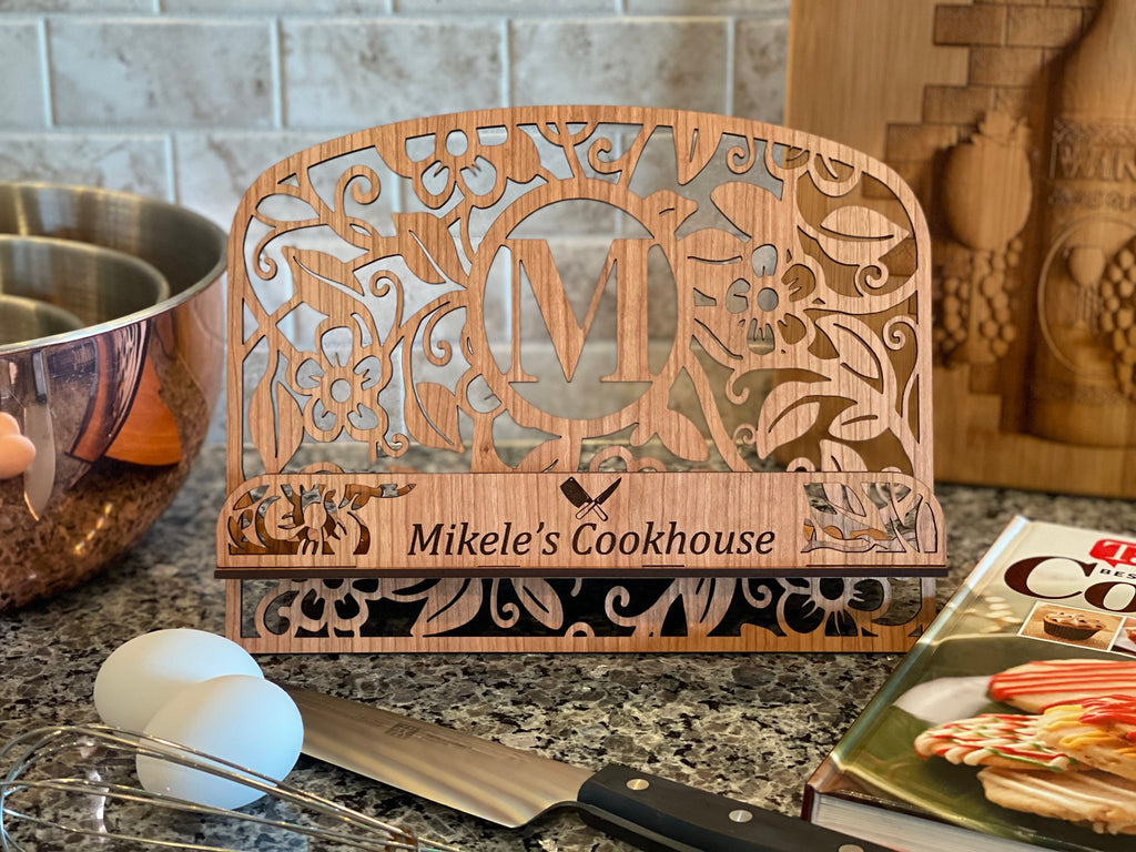 Personalized Cook Book Stand, Recipe Stand, Wood, Brown