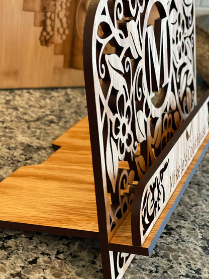 Cookbook Stand, Cookbook Holder, Napkin holder, Recipe holder, Kitchen Accessory, Personalized Wedding Gift, Stocking Stuffer, Housewarming