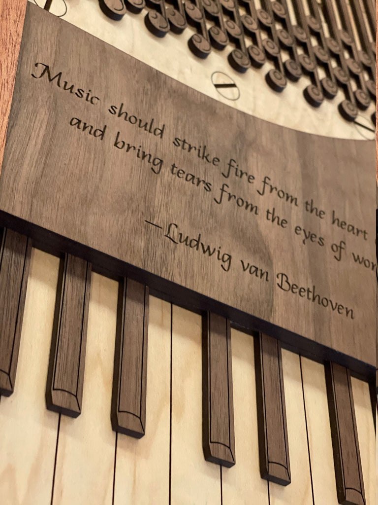 Replica Grand Piano Wall Art - 6 layers (Walnut, Maple, Mahogany) 3D Personalized Piano - In 10.5 or 17.5 inches tall - Engraving Free!