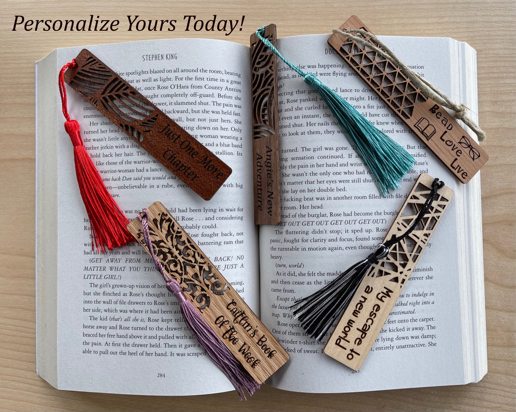 Personalized Wood Bookmarks, Custom Bookmark, Choice of design all natural wood, Father's Day Gift, Mother's  Day Gift, Valentines  Day Gift