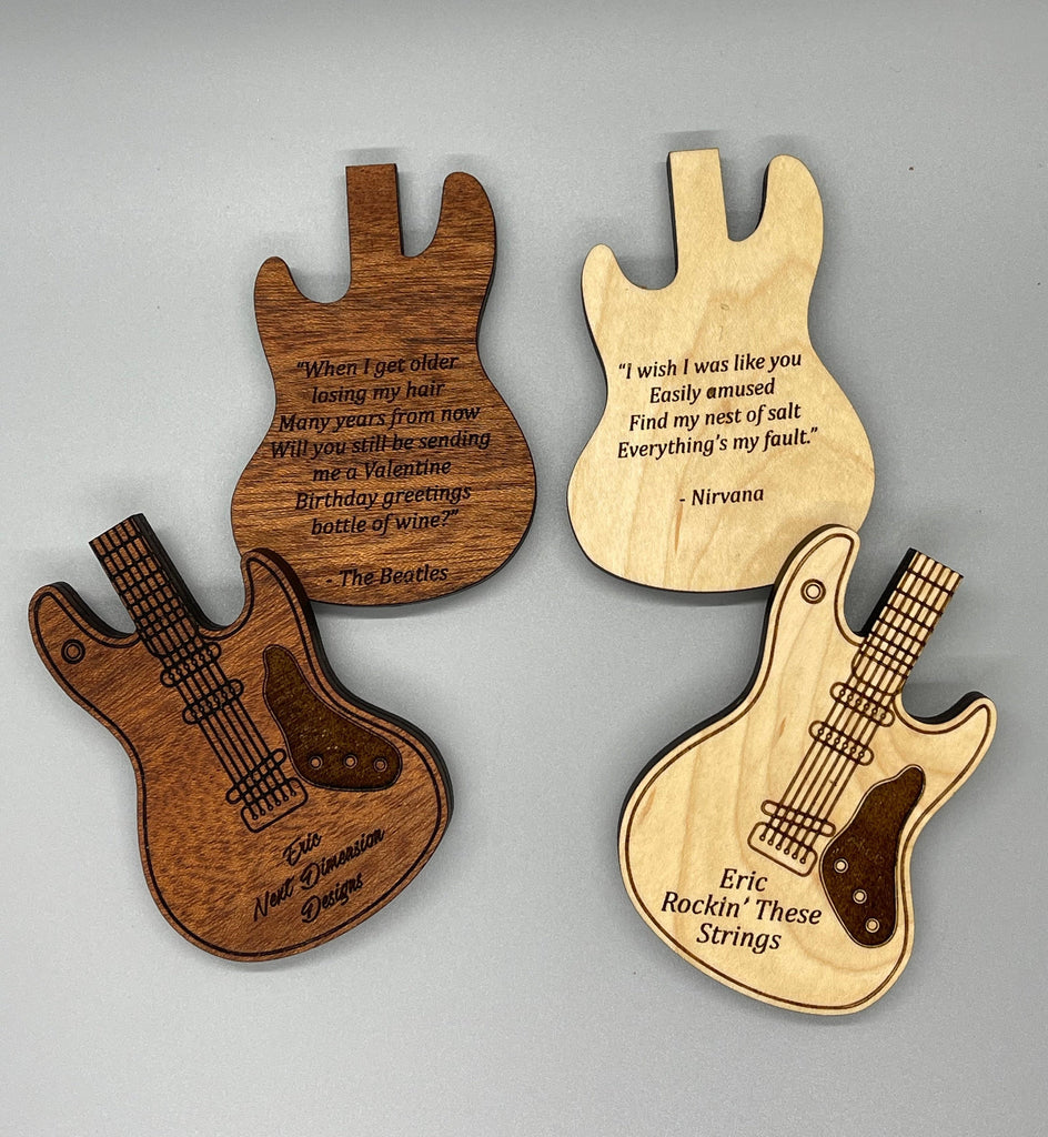 Guitar Pick Holder, Guitar Pick Case, Magnet Closure - Natural Wood, Engraving Free, Stocking Stuffer, Christmas Gifts, Musician Gift