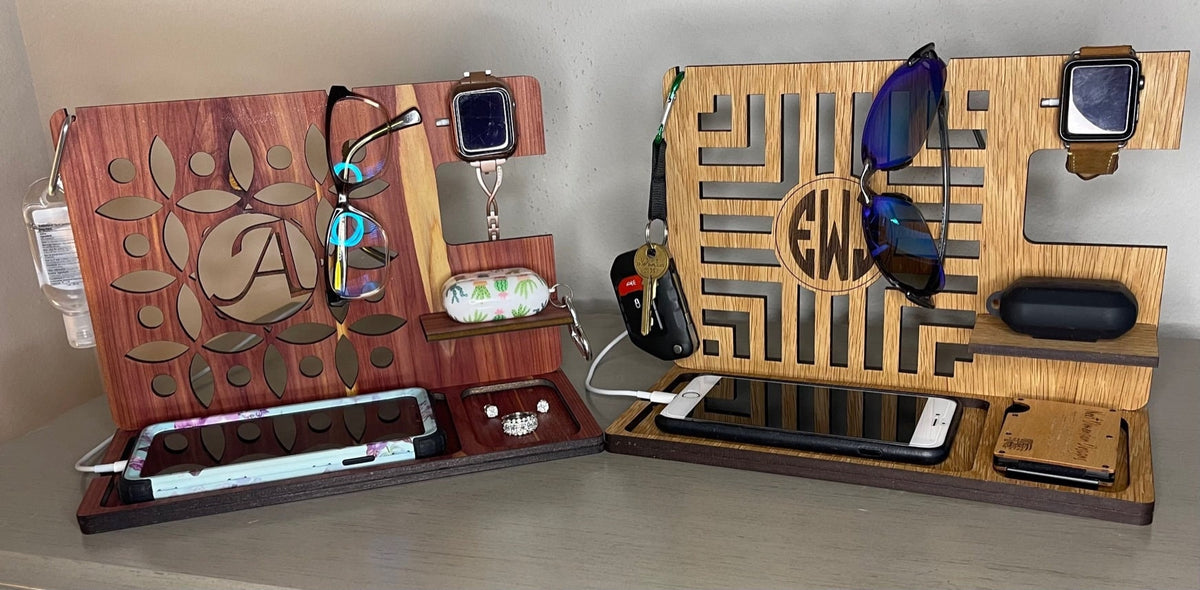 Nightstand Organizer, Wood Docking Station, Bedside Organizer, Jewelry Tray, Bedside Caddy, Christmas Gift, Stocking Stuffer, Gift For Her