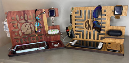 Nightstand Organizer, Wood Docking Station, Bedside Organizer, Jewelry Tray, Bedside Caddy, Christmas Gift, Stocking Stuffer, Gift For Her