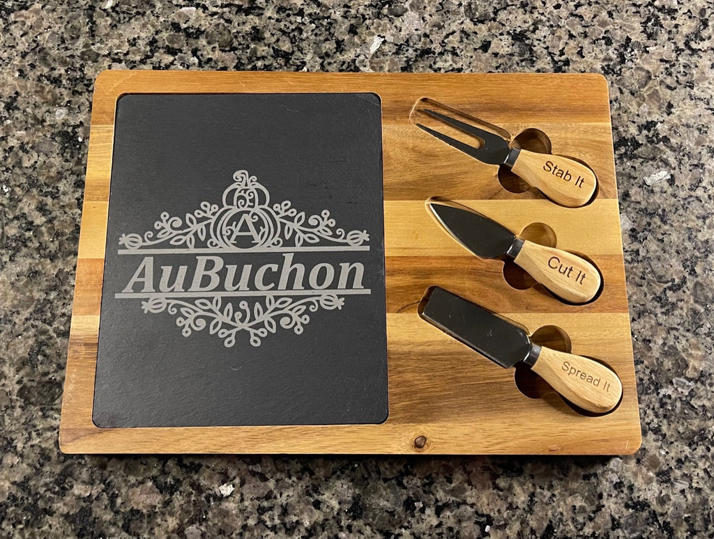 Personalized Charcuterie Board, Includes Cheese Knives Set