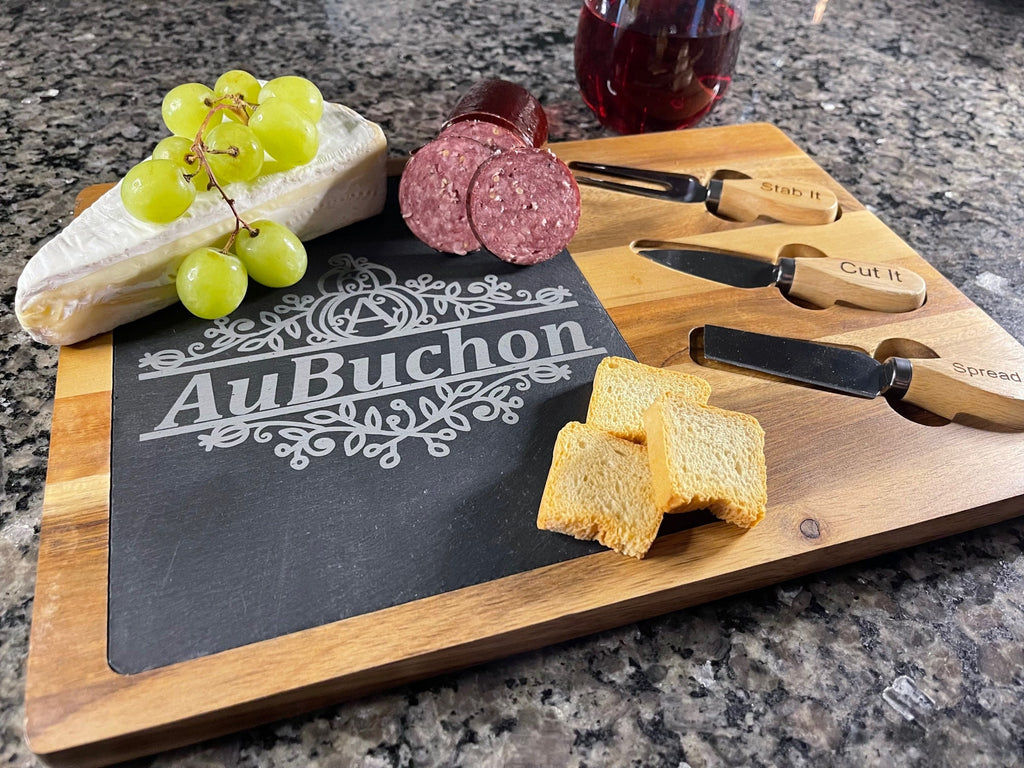 Personalized Cheese Board, Charcuterie Board, Cheese Knife Set, Serving Platter, Valantines Day Gift, Stocking Stuffers, Christmas Gift