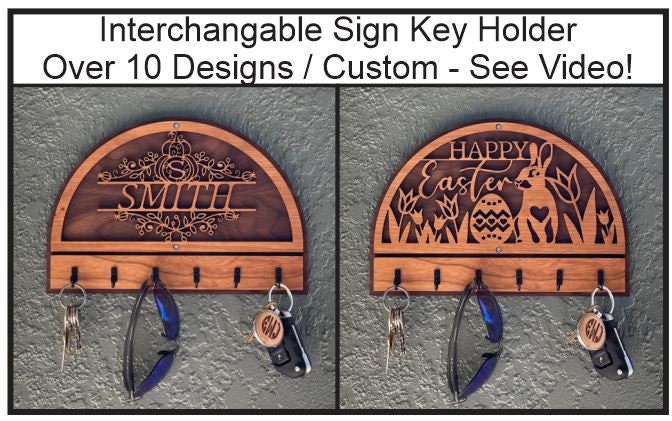 Interchangeable Key Holder, Welcome Sign, Holiday Sign, Personalized Sign, Key Holder For Wall, Interchangeable Sign, Mother's Day Gift