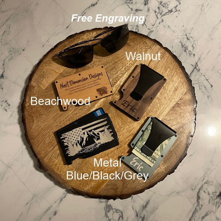 Wood and Metal Wallets for Men, Men's Wallets, Personalized Wallet, Father's Day Gift, Gift for Him, Christmas Gift, Stocking Stuffer