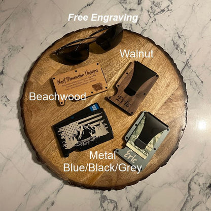 Wood and Metal Wallets for Men, Men's Wallets, Personalized Wallet, Father's Day Gift, Gift for Him, Christmas Gift, Stocking Stuffer