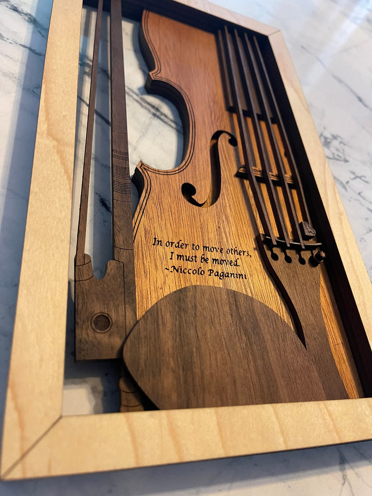 Replica Violin Wall Art, 6 layers 3 Types of Wood, Personalized Violin Decor, 10.5 / 17.5 inches tall, Engraving Always Free!, Music Gift