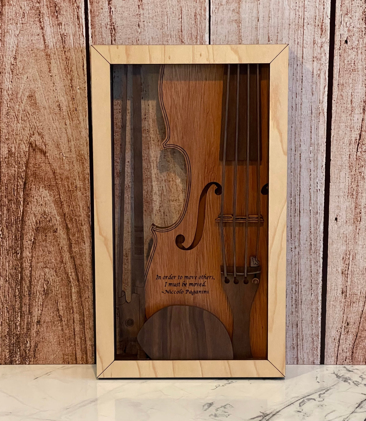 Replica Violin Wall Art, 6 layers 3 Types of Wood, Personalized Violin Decor, 10.5 / 17.5 inches tall, Engraving Always Free!, Music Gift